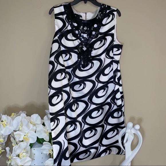 MIXIT Black & White Sequined Cocktail Dress sz 16 - Picture 1 of 7